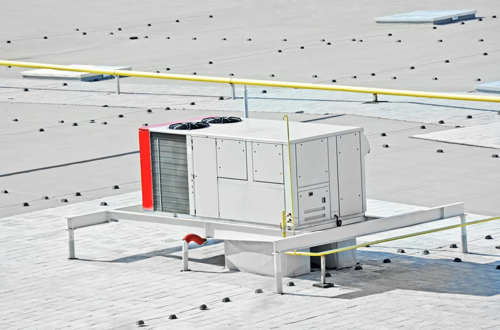 Packaged rooftop HVAC unit installed as part of a system upgrade or retrofit.
