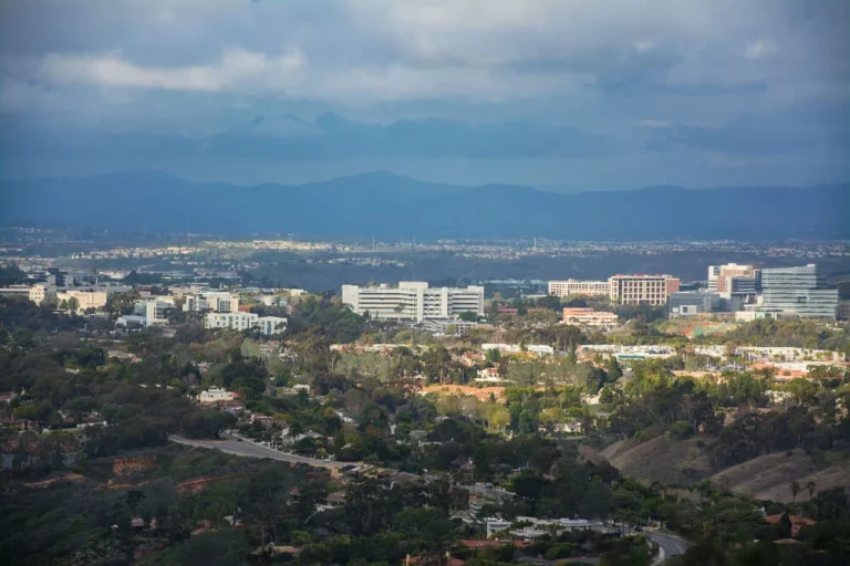 View of office, retail, and residential properties in San Diego’s Mission Valley, highlighting diverse HVAC needs.
