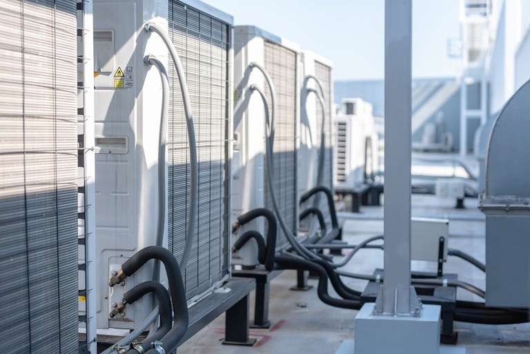 Commercial HVAC equipment installed on a San Diego property